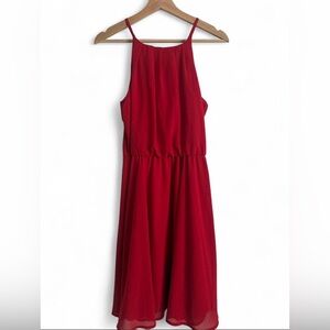 Blue Rain Red Mini Dress with Spaghetti Straps